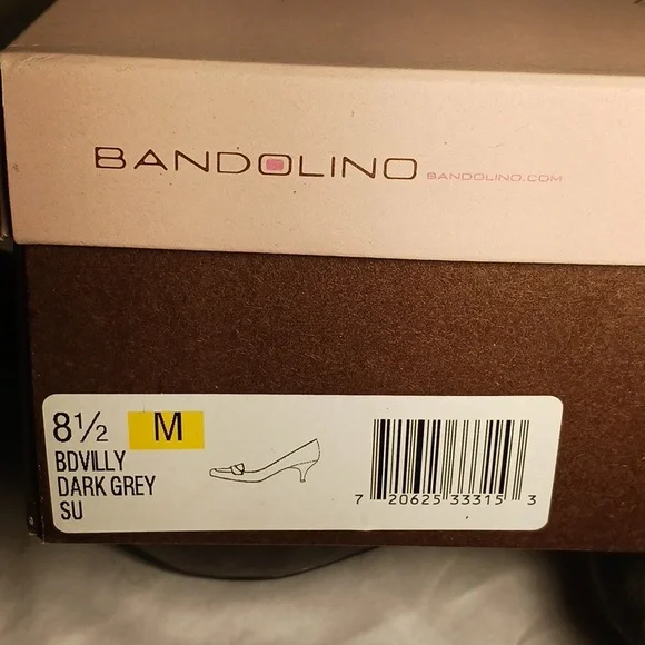 Bandolino Gray Leather Suede Kitten Heel Pumps - Picture 2 of 8